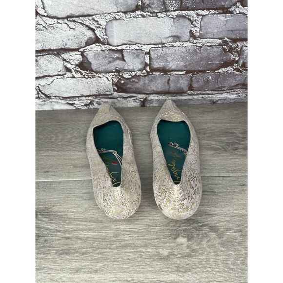 Irregular Choice Silver Suede Gold Shimmer Bridal Print Pointed Heels Women 39EU - Picture 4 of 16